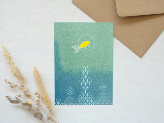 Carte postale Poisson - dessin poétique • Papier Lune