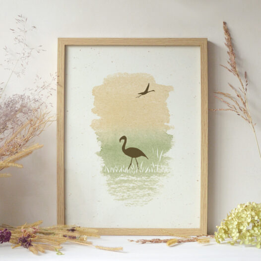 Affiche Flamant rose - aquarelle nature • Papier Lune