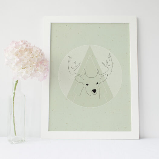 Affiche Cerf - illustration animalière • Papier Lune