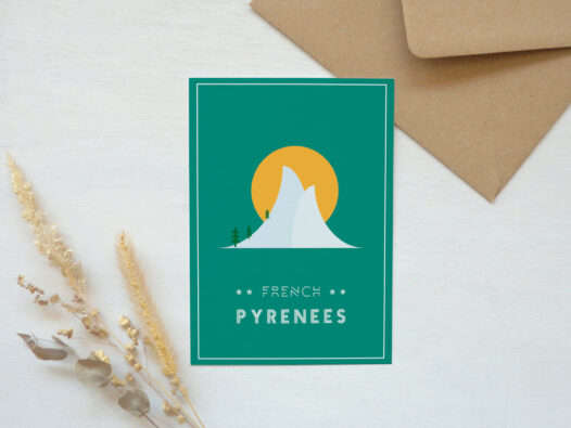 Carte postale Pyrénées - dessin paysager • Papier Lune
